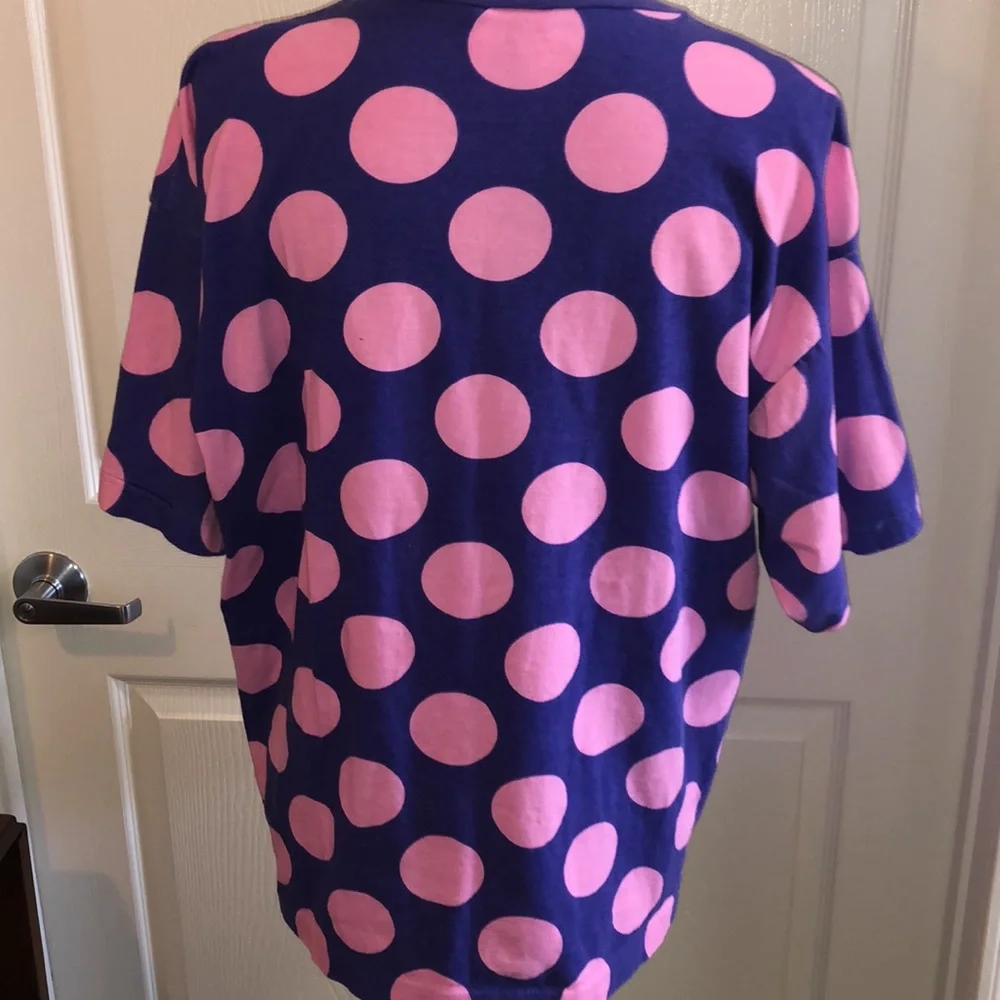 Vintage 90s polkadot bright bird shirt - Picture 6 of 8